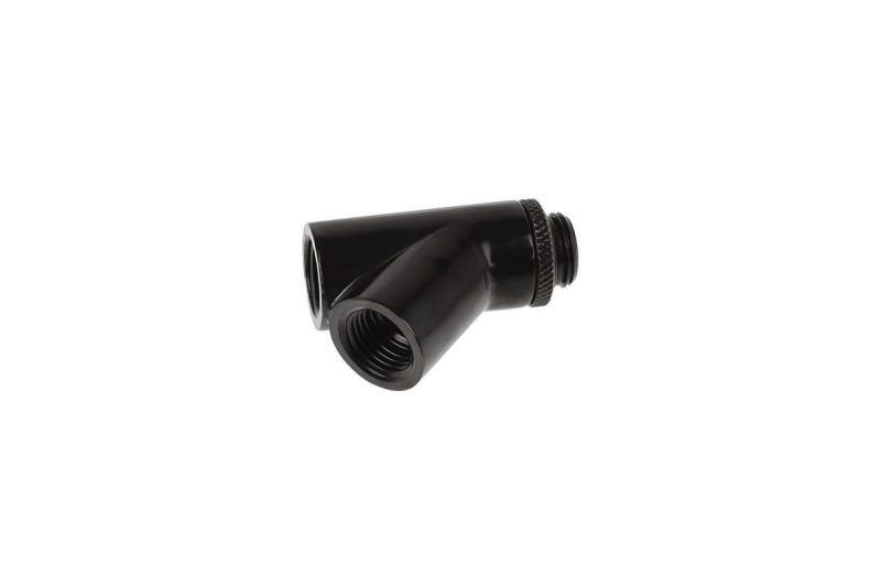 Y-конектор Alphacool Eiszapfen, Въртящ се, 45°, G1/4 външна към 2 x G1/4 вътрешна резба, Черен мат - Image 3