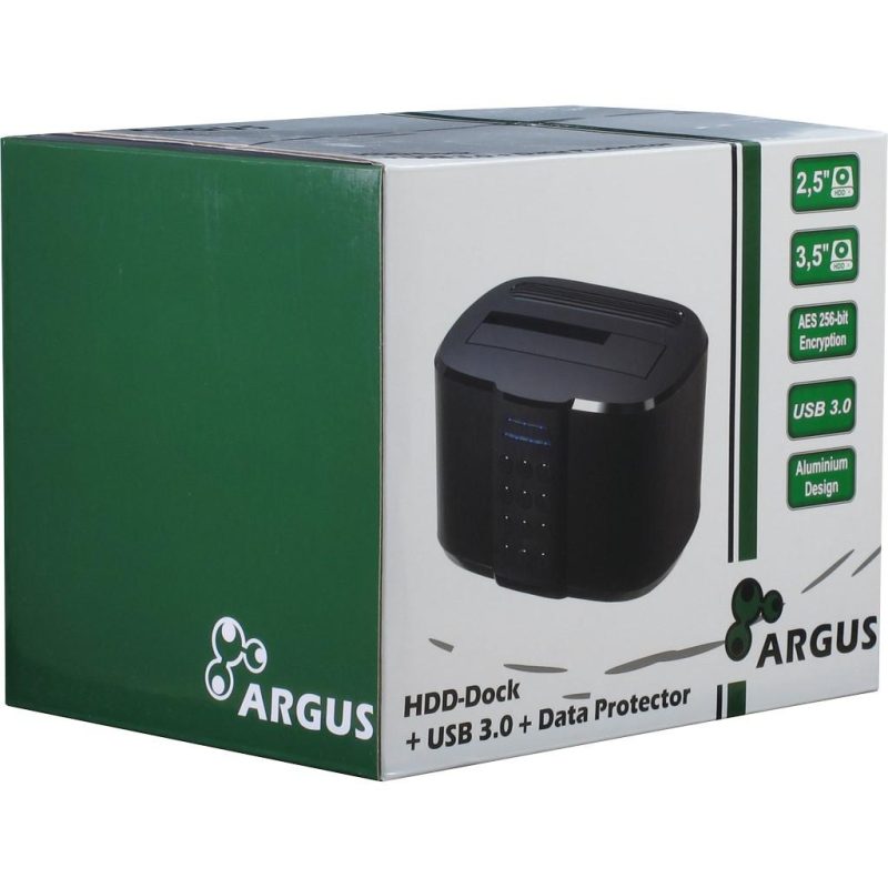 Криптираща докинг станция Inter-Tech Argus GD-PDLK02 за 2.5" или 3.5" SSD/HDD, 256-bit AES encryption - Image 5