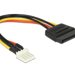 Кабел Delock Power Cable, SATA 15 pin receptacle - 4 pin floppy male, 15 см