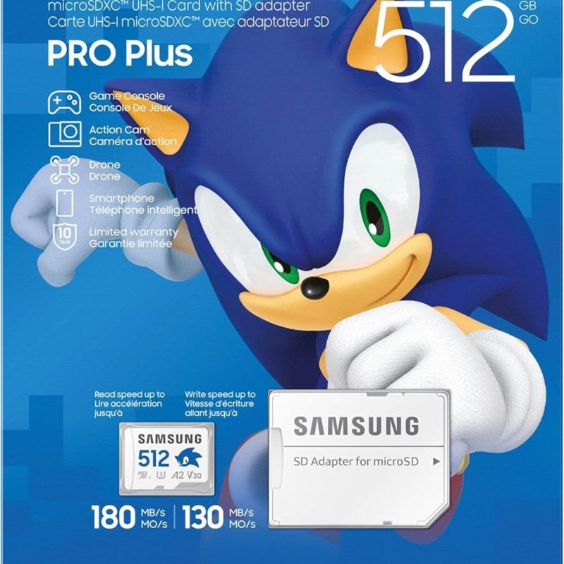 Карта памет Samsung SONIC PRO PLUS, microSDXC, UHS-I, 512GB, Адаптер