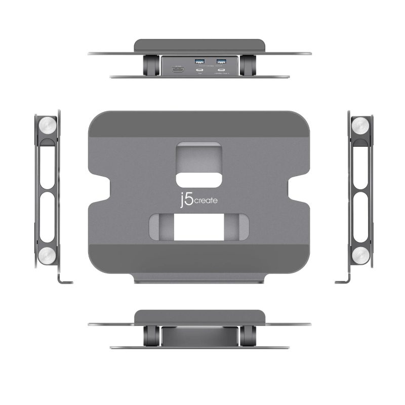 Поставка за лаптоп с докинг станция j5create JTS327, до 16", USB-C, 4K - Image 3