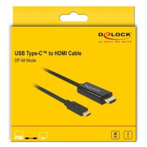 Кабел Delock, USB-C мъжко - HDMI мъжко, 2.0 m, 4K 30 Hz, 2 m, Черен - Image 3