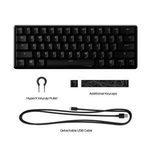 Геймърскa механична клавиатура HyperX Alloy Origins 60, HyperX червени суичове, Черен - Image 7