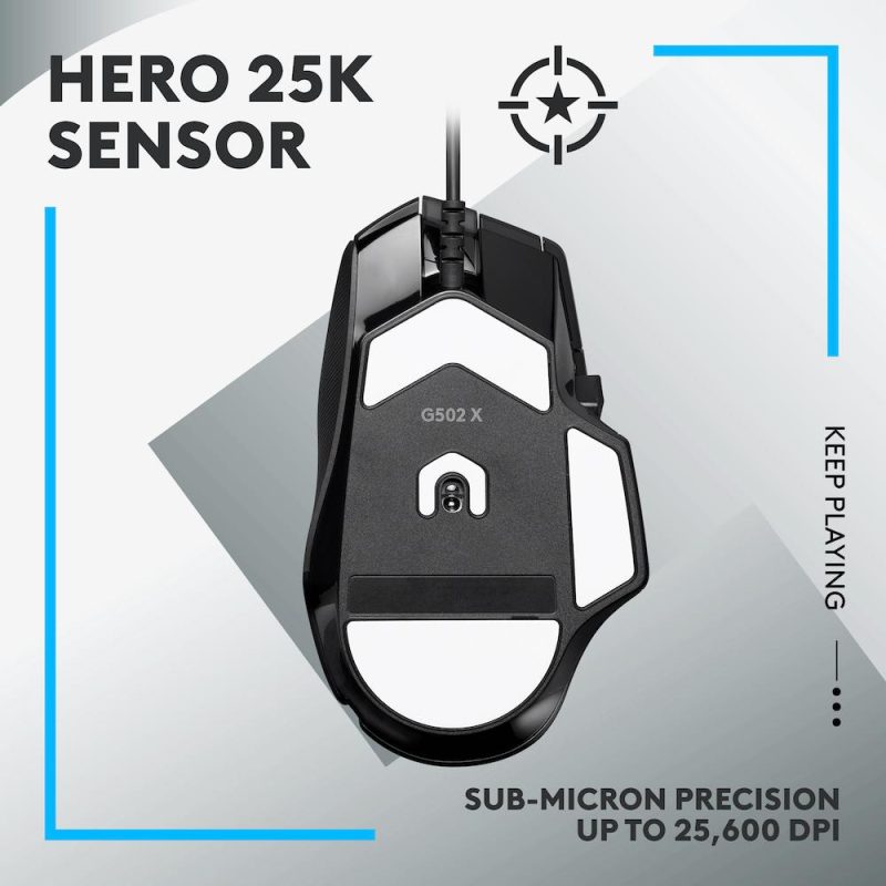 Геймърска мишка Logitech, G502 X, Оптична,  Жична, USB, Черна - Image 3