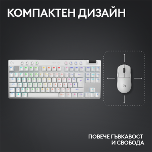 Геймърска механична клавиатура Logitech G Pro X TKL White - Tactile - Image 3
