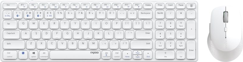 Комплект клавиатура и мишка RAPOO 9700M, Multi mode, Bluetooth, 2.4Ghz, Безжичен, Бял - Image 2