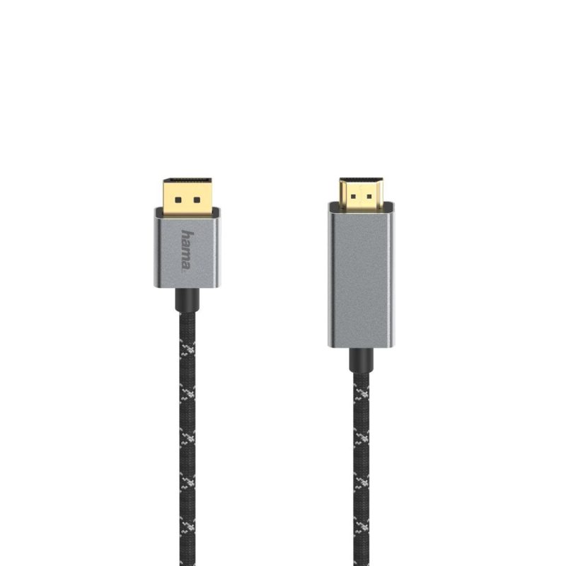 Кабел HAMA, DisplayPort мъжко - HDMI мъжко, Ultra-HD, 4K@60 Hz, 1.5м, Алуминий, Позлатени конектори, Черен - Image 2