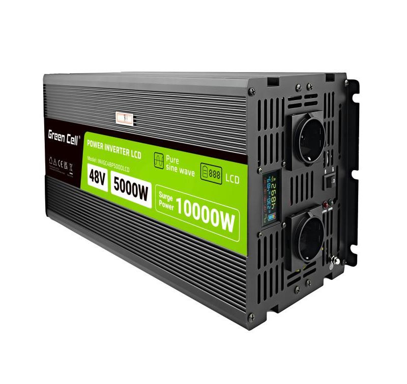 Инвертор GREEN CELL, 48/220V,  DC/AC, 5000W/10000W,INVGCP5000LCD  LCD чиста синусоида