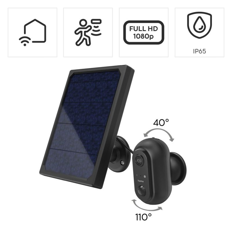 WiFi външна камера Hama, Със соларен панел, Батерии, Детектор за движение, 1080p - Image 8