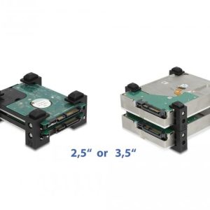 Скоба за твърд диск DeLock 18027, За  2x 2.5" SSD / 1х 3.5" HDD, Черен - Image 4