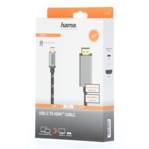 Кабел HAMA 200507, USB-C мъжко - HDMI мъжко, Ultra-HD, 4K@60 Hz, 1.5м, Черен - Image 2