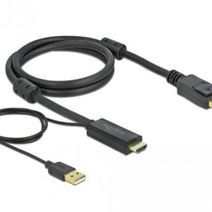 Кабел Delock HDMI мъжко - DisplayPort USB мъжко, 4K 30 Hz, 1 м, Черен