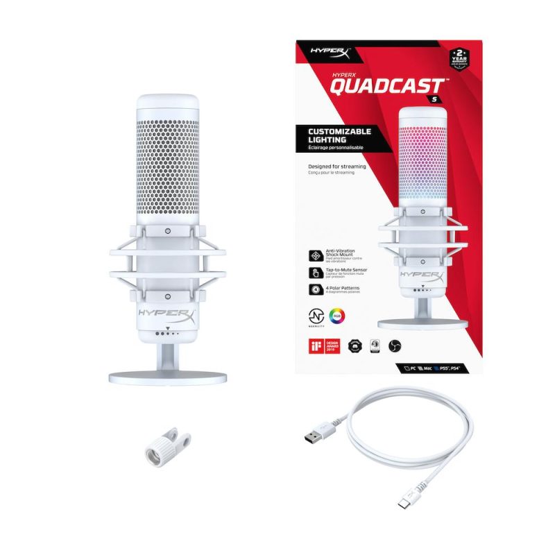Настолен микрофон HyperX QuadCast S White - Image 9