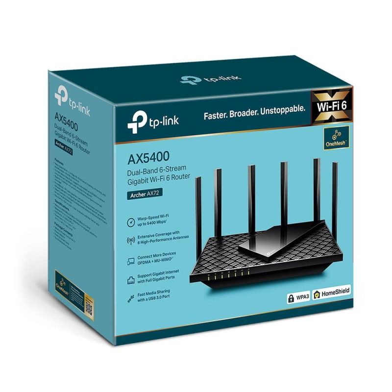 Безжичен рутер TP-Link Archer AX72, AX5400, 2.4/5 GHz, 574 - 4804 Mbps, Gigabit - Image 4