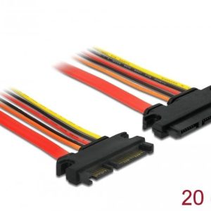 Удължителен кабел SATA III DeLock, SATA 6 Gb/s 22 pin мъжко - SATA 22 pin женско, (3.3 V + 5 V + 12 V), 20 cm - Image 2