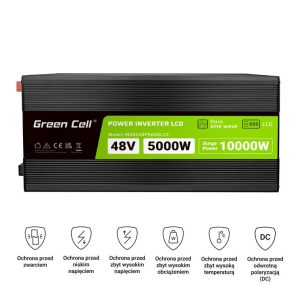 Инвертор GREEN CELL, 48/220V,  DC/AC, 5000W/10000W,INVGCP5000LCD  LCD чиста синусоида - Image 5