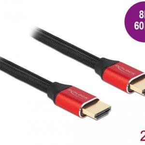 Кабел Delock Ultra High Speed, HDMI мъжко - HDMI мъжко, 48 Gbit/s, 8K 60 Hz, 2 м, Червен - Image 2