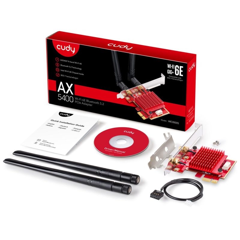 Мрежова карта Cudy WE3000S, PCIe, 3-бандов, 2.4/5~/6 GHz, 574 - 2400 Mbps - Image 4
