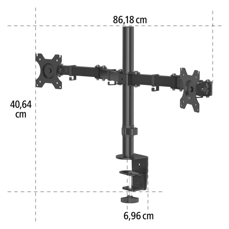 Стойка за 2 монитора за бюро HAMA Регулируема, 13" - 32", 8 кг, Swivel/Tilt, Черна - Image 7