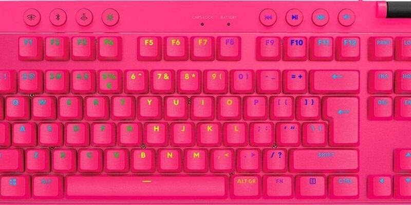 Геймърска механична клавиатура Logitech G Pro X TKL Lightspeed Tactile Switch, Magenta