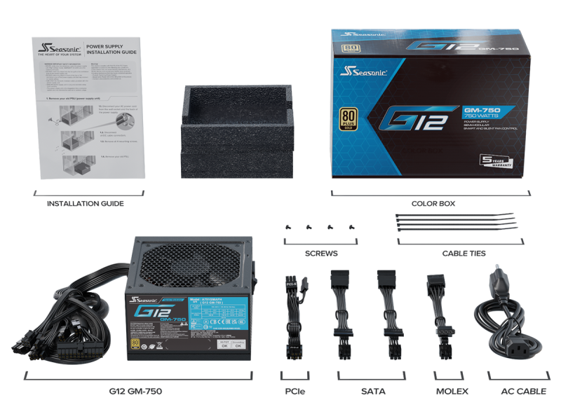 Захранващ блок Seasonic G12 GM-750, 750W, 80+ GOLD - Image 5