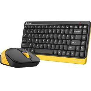 Комплект клавиатура и мишка A4TECH Fstyler FG1110, Безжичен, Черен/Жълт - Image 4