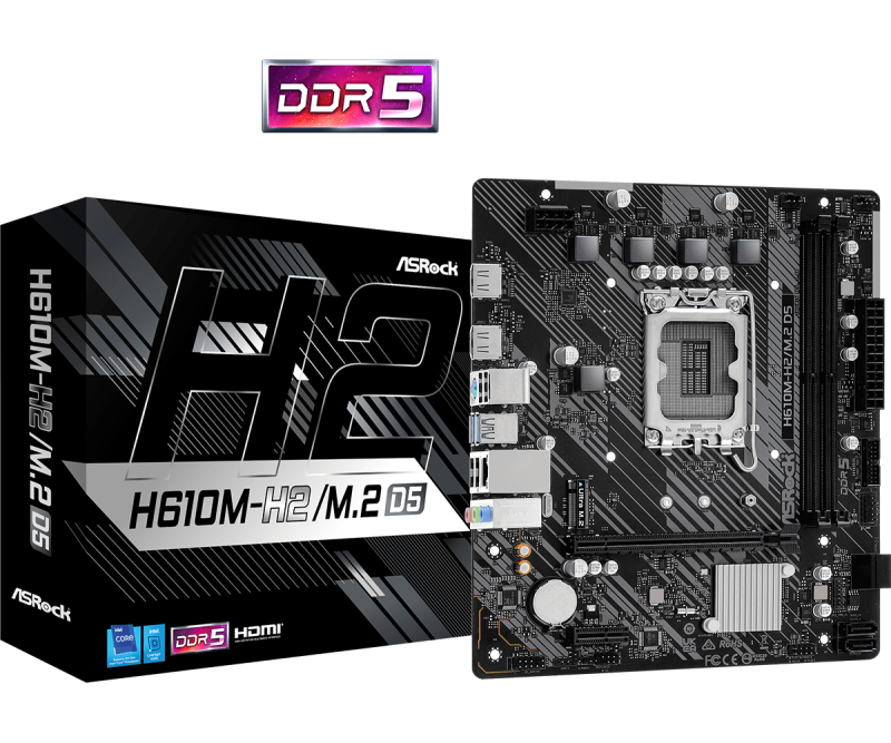 Дънна платка ASRock H610M-H2/M.2, DDR5, mATX - Image 5