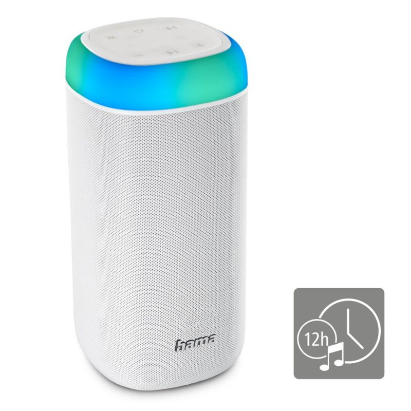 Блутут мобилна колонка HAMA Shine 2.0, 30W, LED, Защита от вода, Бял, 188229 - Image 4