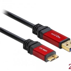 Кабел Delock  USB-A мъжко - USB Micro-B мъжко, 2 м, Premium, Екраниран, Черен - Image 2