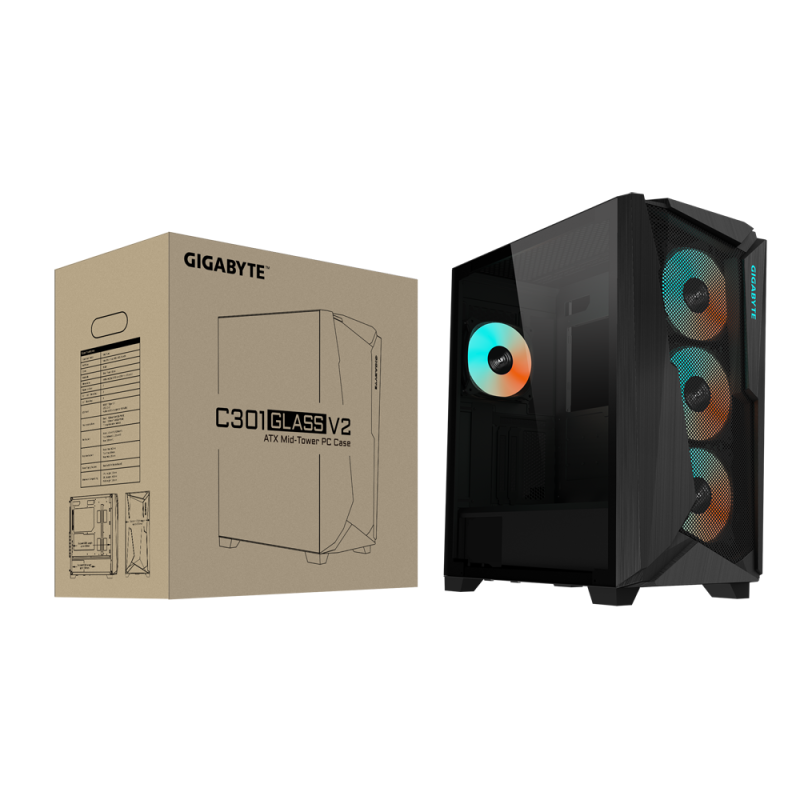 Кутия Gigabyte C301 Black V2, TG, Mid-Tower - Image 8