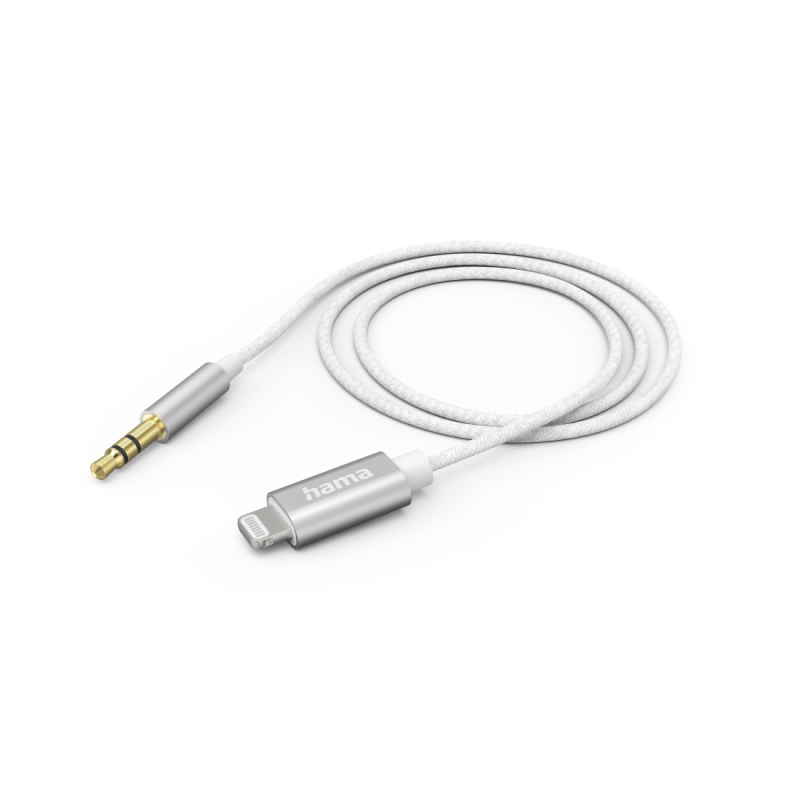 Аудио кабел HAMA, Lightning мъжко - 3.5 mm жак мъжко, 1.0 м, Бял - Image 2