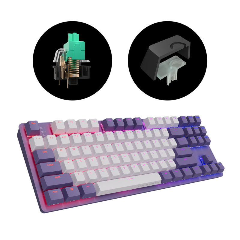 Геймърскa механична клавиатура Dark Project KD87A Violet - G3MS Sapphire Switches, RGB, PBT Keycaps - Image 7