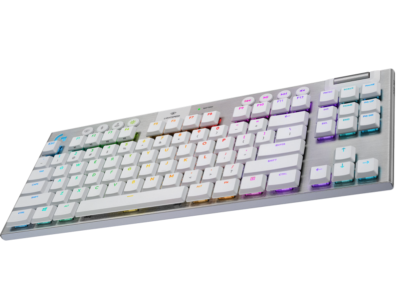 Безжична геймърска механична клавиатура Logitech, G915 TKL White Lightsync RGB, Tactile суичове - Image 3