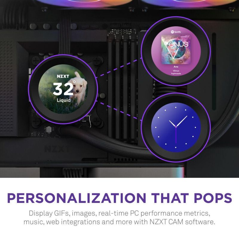 Охладител за процесор NZXT Kraken Elite RGB 280 Black, Customizable LCD Display - Image 3