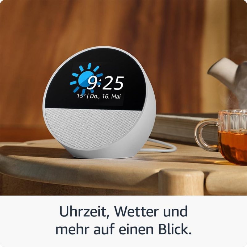 Смарт часовник Amazon Echo Spot 2024, Alexa асистент, Бял - Image 2