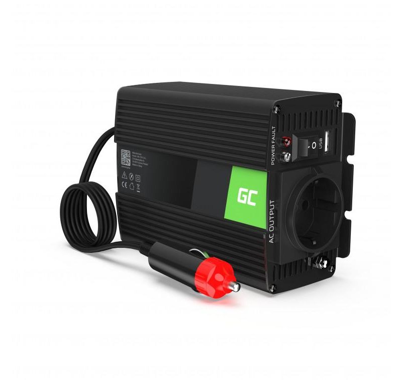 Инвертор GREEN CELL, 12/220V,  DC/AC, 150W/300W, Чиста синусоида