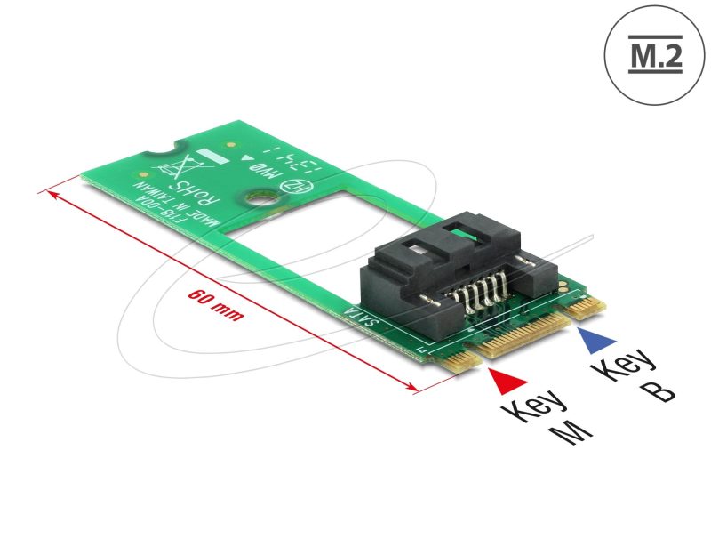 Адаптер Delock 62517, интерфейсен ключ M.2 2260 B+M към Sata 7 Pin - Image 2