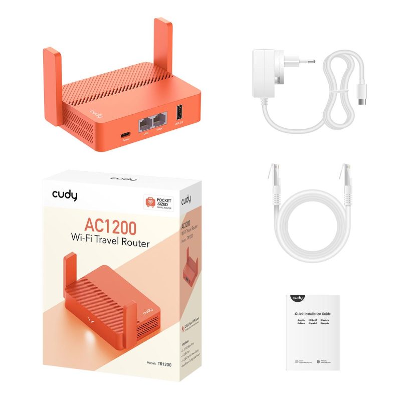Безжичен рутер CUDY Travel TR1200, AC1200, 2 x 10/100 Mbps, USB3.0, червен - Image 4