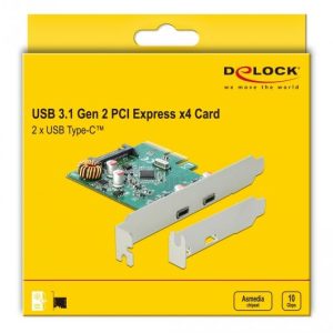 Карта Delock, PCI Express x4 към USB-C (USB 3.1 Gen 2) женско, 10 Gbps - Image 5