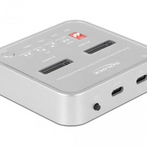 Докинг станция Delock 1 x M.2 NVMe SSD, 1 x M.2 SATA SSD, SD Express Card Reader, Клониране
