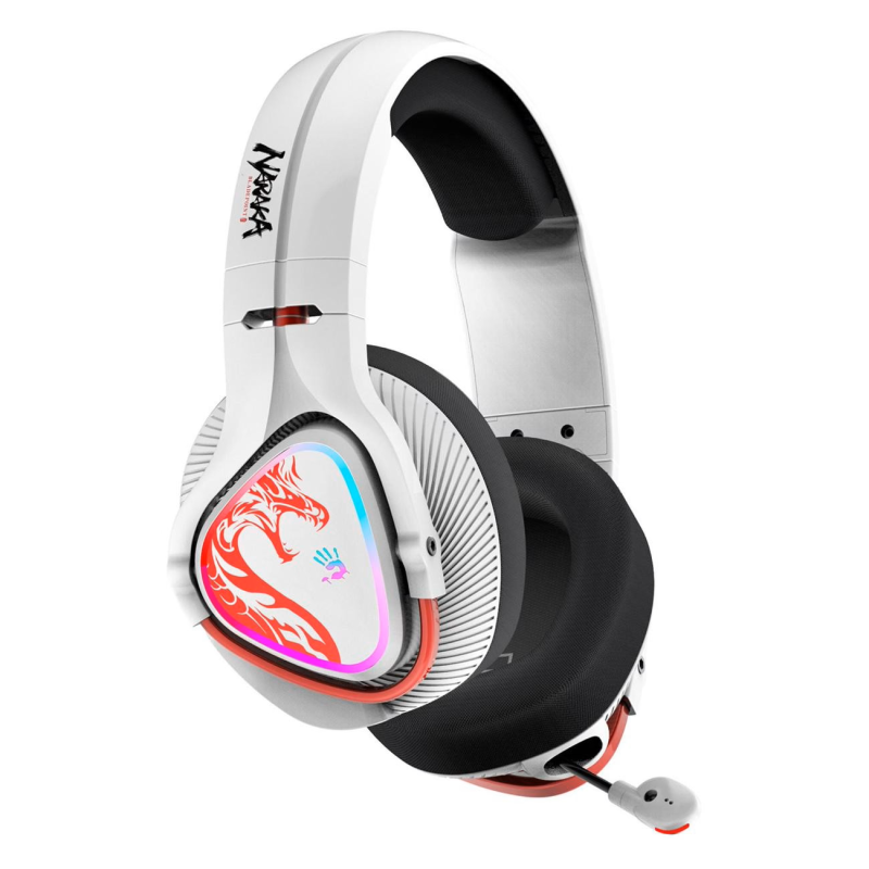 Геймърски слушалки A4TECH Bloody MR720 Naraka, RGB, Bluetooth + USB, Бели - Image 4
