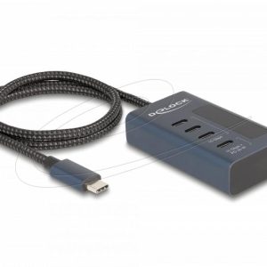 Delock USB Хъб, 4 порта, 10 Gbps, 3 x Data USB-C, 1 x PD 20W