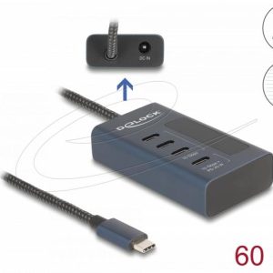 Delock USB Хъб, 4 порта, 10 Gbps, 3 x Data USB-C, 1 x PD 20W - Image 2