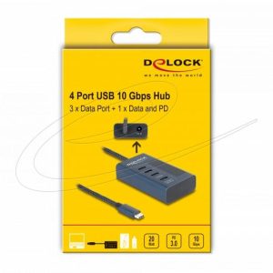 Delock USB Хъб, 4 порта, 10 Gbps, 3 x Data USB-C, 1 x PD 20W - Image 5