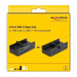 Delock USB Хъб, 4 порта, 5 Gbps, 2 x USB-A, 2 x USB-C - Image 5