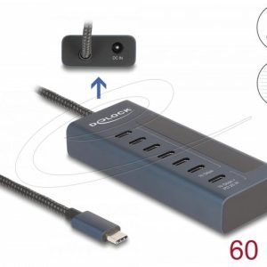 Delock USB Хъб, 7 порта, 10 Gbps, 6 x Data USB-C, 1 x PD 20W - Image 2