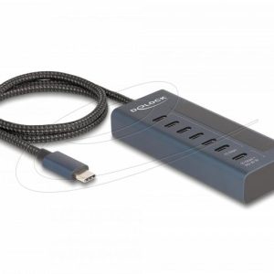 Delock USB Хъб, 7 порта, 10 Gbps, 6 x Data USB-C, 1 x PD 20W