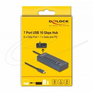 Delock USB Хъб, 7 порта, 10 Gbps, 6 x Data USB-C, 1 x PD 20W - Image 5