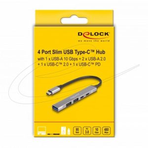 Delock Хъб USB-C, 4 порта, 1 x USB-A 10 Gbps, 2 x USB-A, 1 x USB-C, USB-C PD 95 W - Image 3
