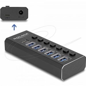 Delock USB Хъб, 7 портa, 10 Gbps, 6 x USB-A, 1 x USB-C - Image 2